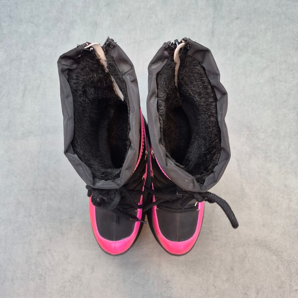 YRU Qronic Holographic Goth Punk Festival Rave Pink Platform Winter Boot Size 7 - Picture 7 of 9